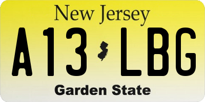 NJ license plate A13LBG