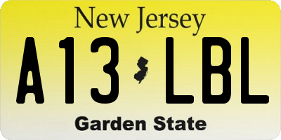 NJ license plate A13LBL