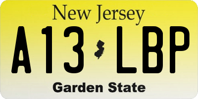 NJ license plate A13LBP
