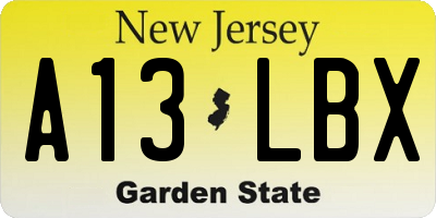 NJ license plate A13LBX