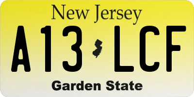 NJ license plate A13LCF