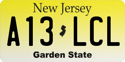 NJ license plate A13LCL