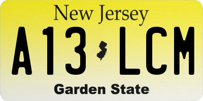 NJ license plate A13LCM