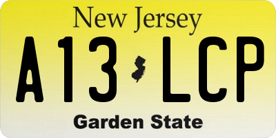 NJ license plate A13LCP