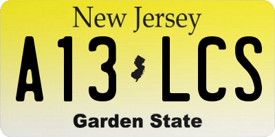 NJ license plate A13LCS