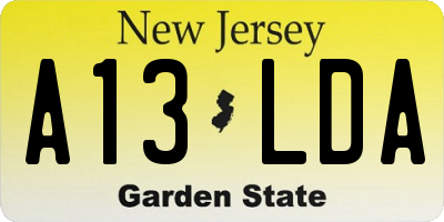 NJ license plate A13LDA
