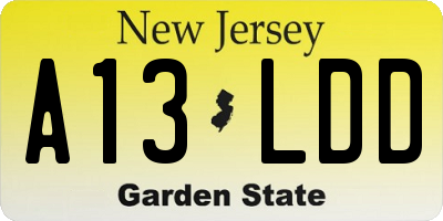 NJ license plate A13LDD
