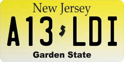 NJ license plate A13LDI
