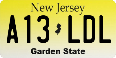 NJ license plate A13LDL