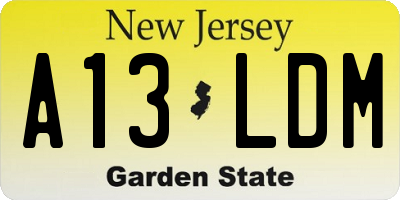 NJ license plate A13LDM