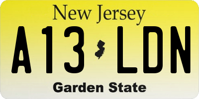 NJ license plate A13LDN