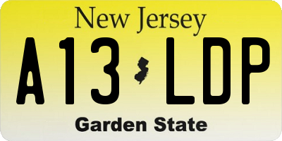 NJ license plate A13LDP