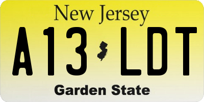 NJ license plate A13LDT