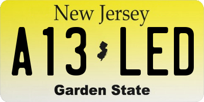 NJ license plate A13LED