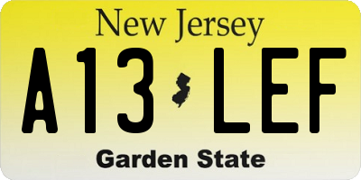 NJ license plate A13LEF