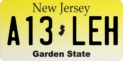 NJ license plate A13LEH