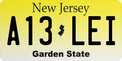 NJ license plate A13LEI
