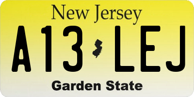 NJ license plate A13LEJ