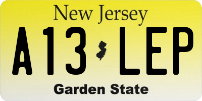 NJ license plate A13LEP