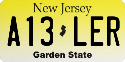 NJ license plate A13LER