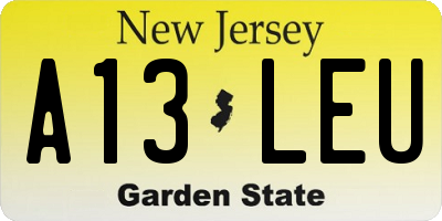 NJ license plate A13LEU