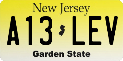 NJ license plate A13LEV