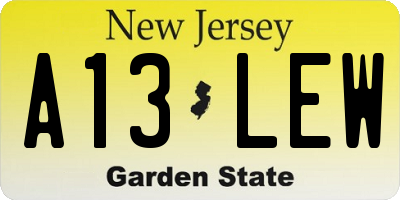 NJ license plate A13LEW