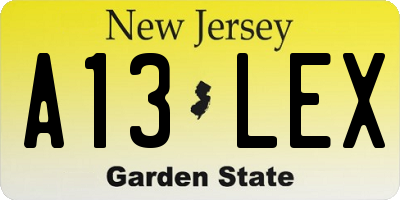 NJ license plate A13LEX