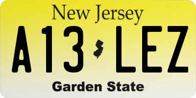 NJ license plate A13LEZ