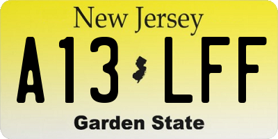 NJ license plate A13LFF