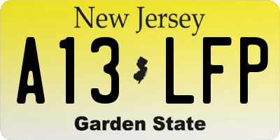 NJ license plate A13LFP