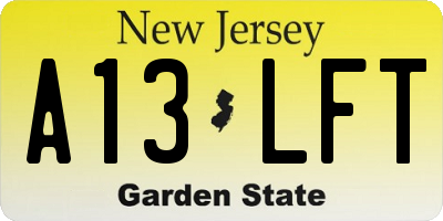 NJ license plate A13LFT