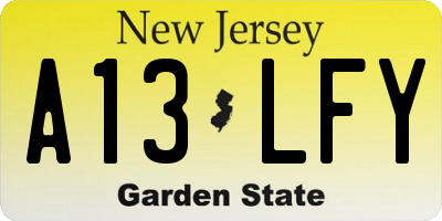 NJ license plate A13LFY