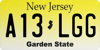 NJ license plate A13LGG