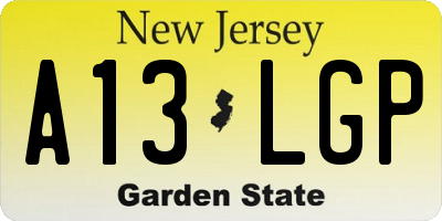 NJ license plate A13LGP