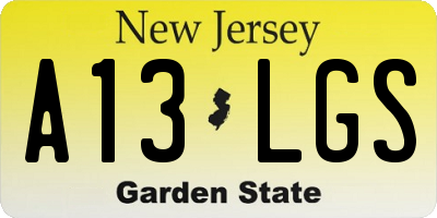 NJ license plate A13LGS