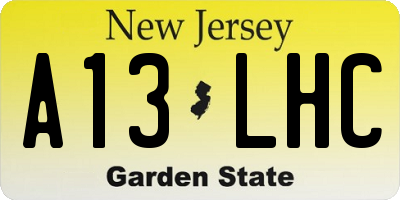 NJ license plate A13LHC