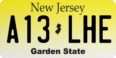 NJ license plate A13LHE