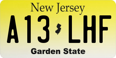 NJ license plate A13LHF