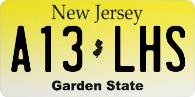 NJ license plate A13LHS