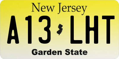NJ license plate A13LHT