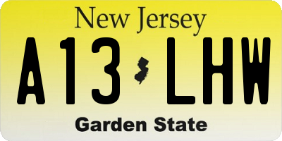 NJ license plate A13LHW