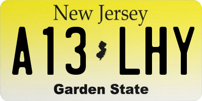 NJ license plate A13LHY