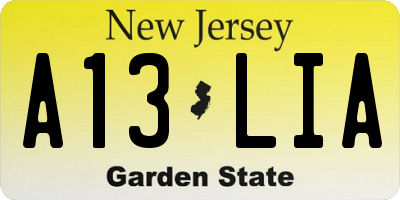 NJ license plate A13LIA