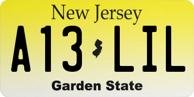 NJ license plate A13LIL