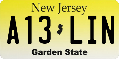 NJ license plate A13LIN
