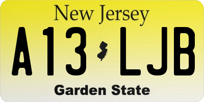 NJ license plate A13LJB