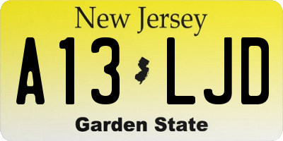 NJ license plate A13LJD