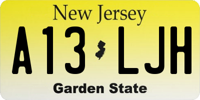NJ license plate A13LJH