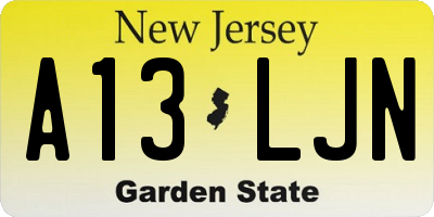 NJ license plate A13LJN